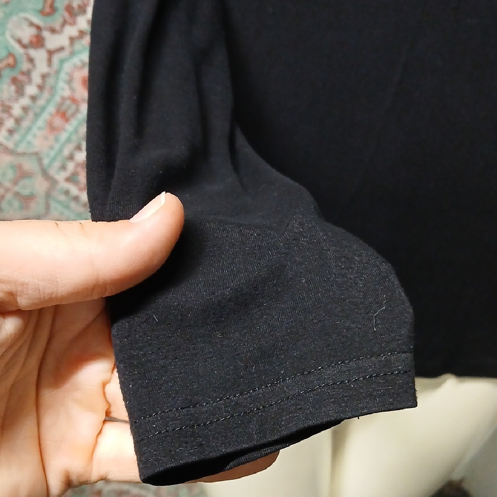 PattyBoutik Black Square Neck Top with Button Accents, Size M - Picture 7 of 12